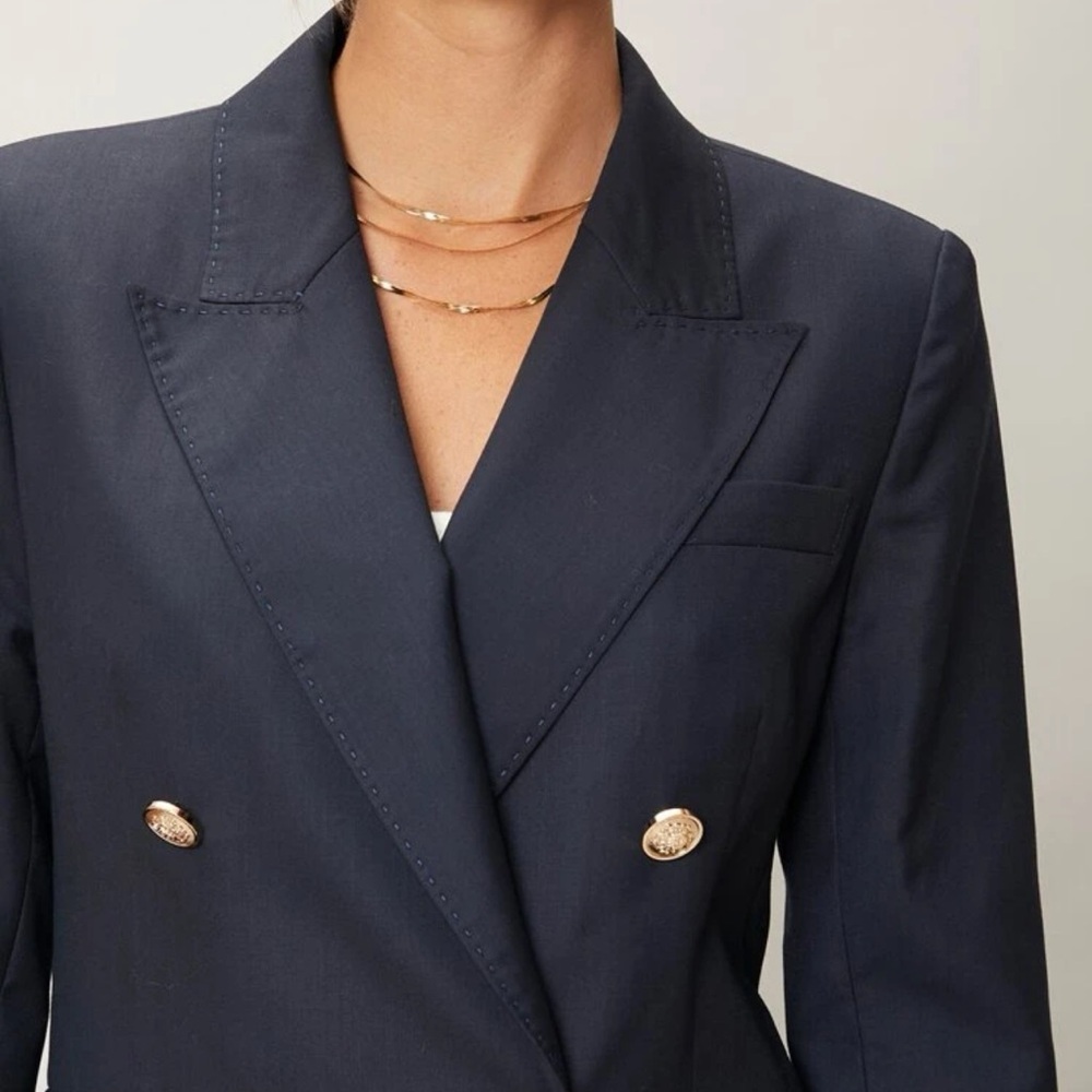 MOTF Tailored Navy Blazer with Gold Buttons | Women’s XS | NEW - Picture 6 of 6
